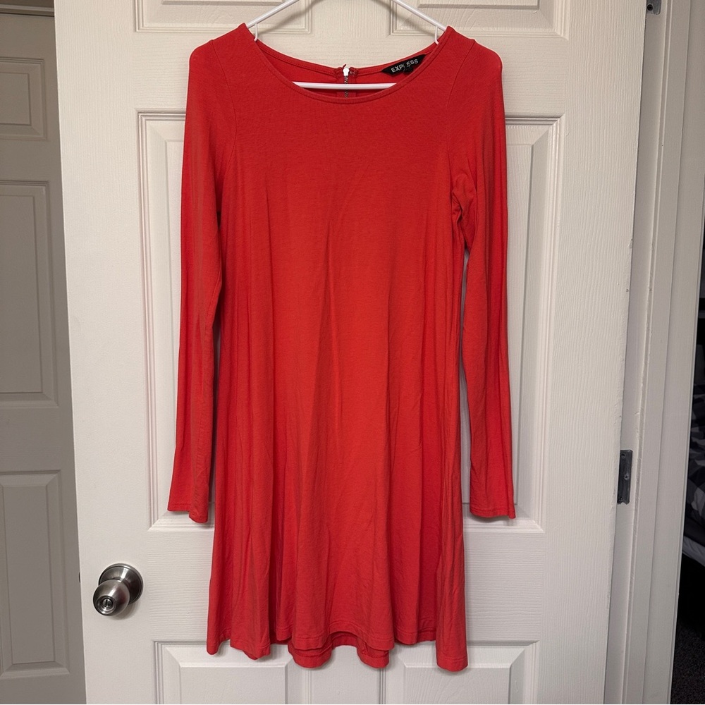 Express Hot Pink Long Sleeve Dress (Size Small)